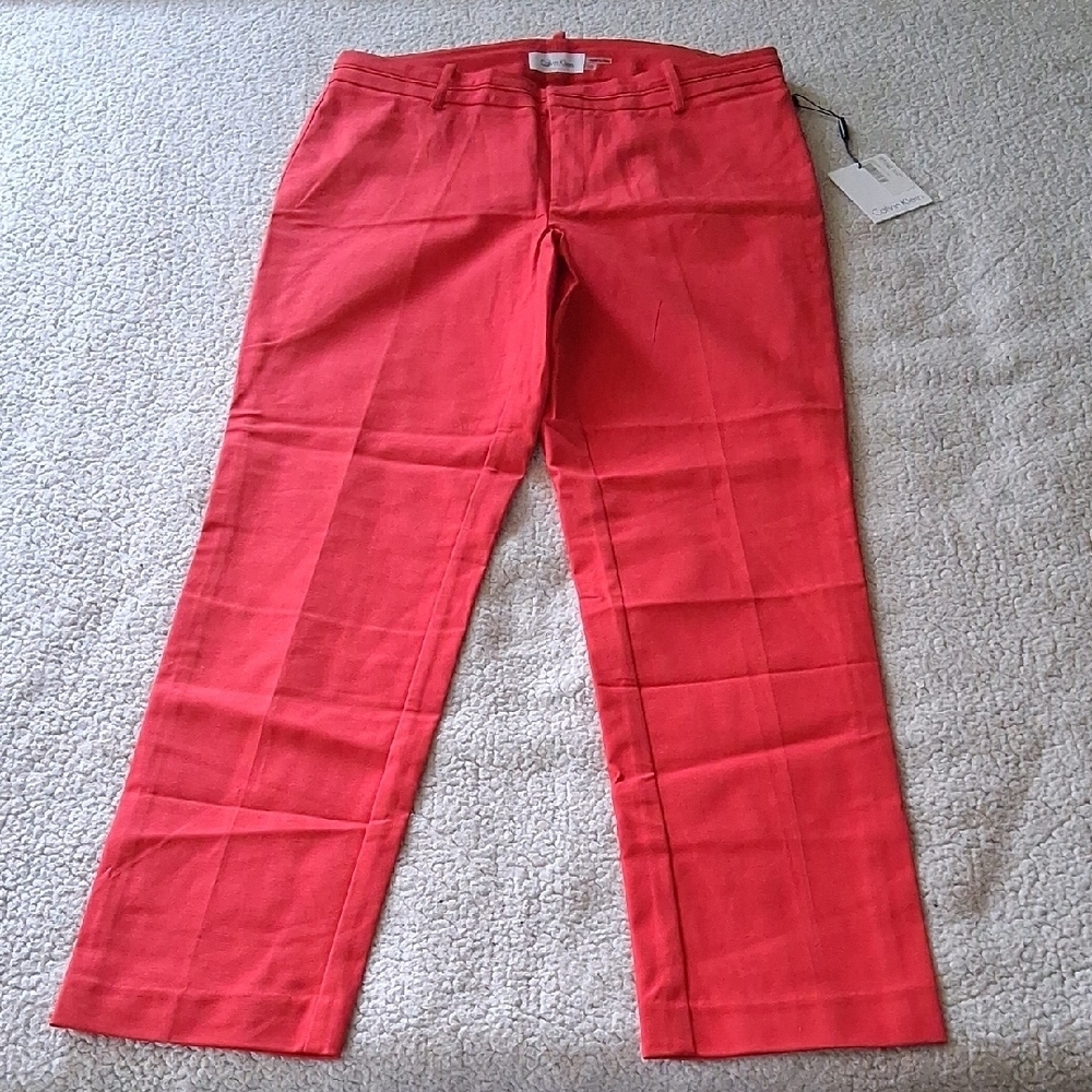 Calvin Klein Red Ankle Pants Size 10